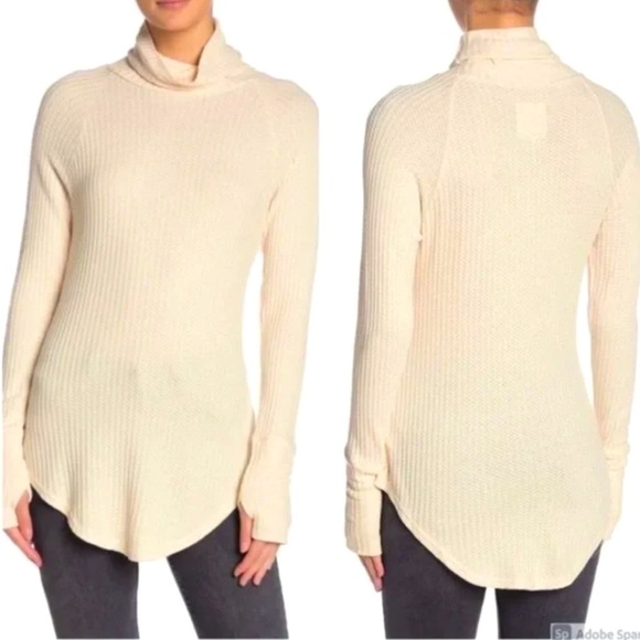 CHASER waffle knit light weight thermal turtleneck tunic. - Picture 10 of 13